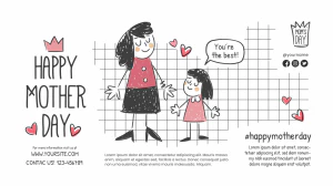 趣味卡通手绘母亲节节日快乐海报网站登录页模板PSD分层设计素材【008】