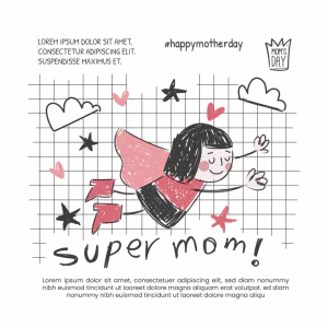 趣味卡通手绘母亲节节日快乐海报网站登录页模板PSD分层设计素材【009】