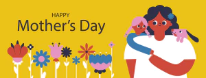 卡通趣味创意花朵母亲节节日快乐插画海报标签模板AI矢量手机素材【004】