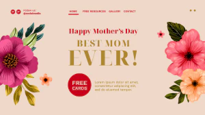 温馨花朵元素母亲节节日快乐海报贺卡封面排版设计模板PSD素材【007】
