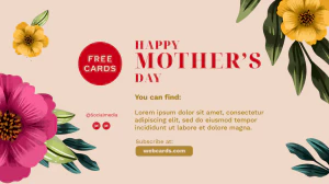 温馨花朵元素母亲节节日快乐海报贺卡封面排版设计模板PSD素材【010】