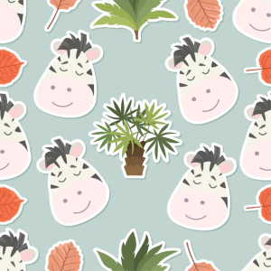 可爱卡通动物水果花卉植物实物元素无缝背景图片AI矢量设计素材【089】