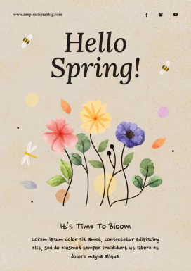 春天简约优雅女性花朵元素海报网站登录页海报模板PSD设计素材【001】