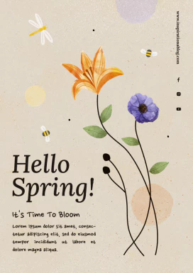春天简约优雅女性花朵元素海报网站登录页海报模板PSD设计素材【003】