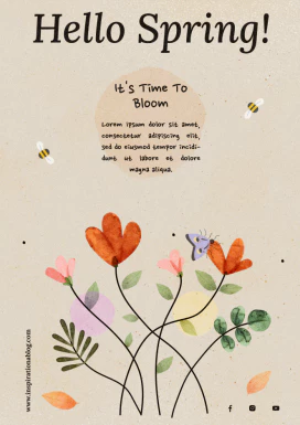 春天简约优雅女性花朵元素海报网站登录页海报模板PSD设计素材【004】