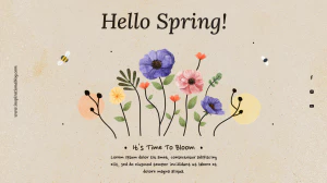 春天简约优雅女性花朵元素海报网站登录页海报模板PSD设计素材【005】