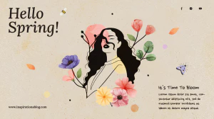 春天简约优雅女性花朵元素海报网站登录页海报模板PSD设计素材【009】