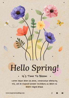 春天简约优雅女性花朵元素海报网站登录页海报模板PSD设计素材【013】
