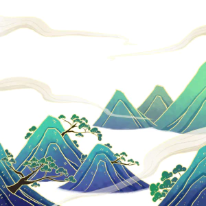 手绘中式清明节青团山水人物春天绿色元素插画PNG免扣PS设计素材【120】