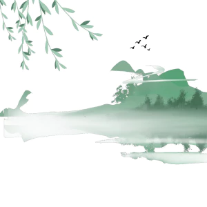手绘中式清明节青团山水人物春天绿色元素插画PNG免扣PS设计素材【332】