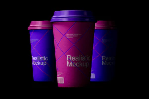 品牌一次性咖啡杯纸杯热饮杯包装VI提案展示效果智能样机PSD素材【002】
