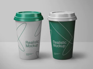 品牌一次性咖啡杯纸杯热饮杯包装VI提案展示效果智能样机PSD素材【003】