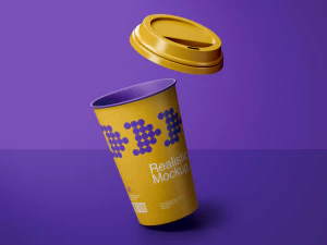 品牌一次性咖啡杯纸杯热饮杯包装VI提案展示效果智能样机PSD素材【005】