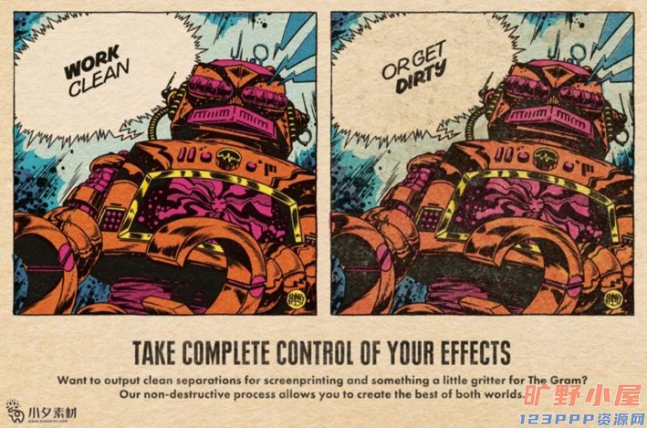 复古做旧卡通漫画印刷肌理半调着色PS笔刷纸张纹理IPAD设计素材【012】