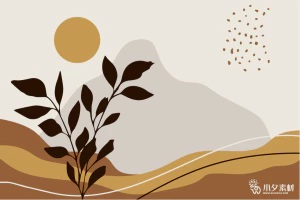 植物抽象背景插画海报模板树叶AI矢量设计素材【012】