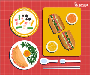 可爱卡通食品寿司中餐面条饺子插画AI矢量设计素材【004】