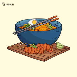可爱卡通食品寿司中餐面条饺子插画AI矢量设计素材【010】