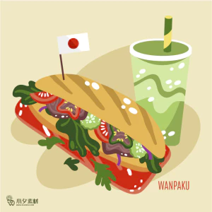 可爱卡通食品寿司中餐面条饺子插画AI矢量设计素材【020】