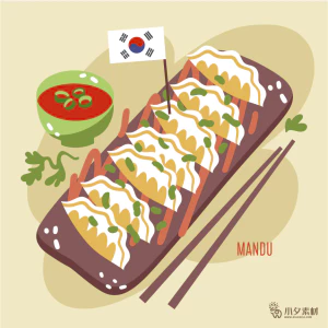 可爱卡通食品寿司中餐面条饺子插画AI矢量设计素材【021】