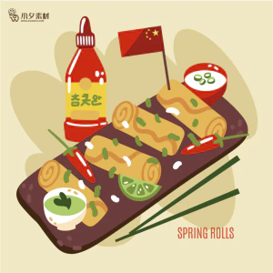 可爱卡通食品寿司中餐面条饺子插画AI矢量设计素材【024】