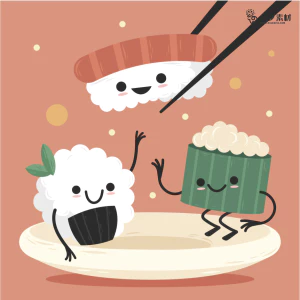 可爱卡通食品寿司中餐面条饺子插画AI矢量设计素材【031】