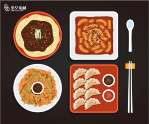 可爱卡通食品寿司中餐面条饺子插画AI矢量设计素材【037】