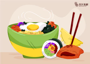 可爱卡通食品寿司中餐面条饺子插画AI矢量设计素材【049】