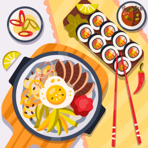 可爱卡通食品寿司中餐面条饺子插画AI矢量设计素材【059】