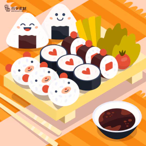 可爱卡通食品寿司中餐面条饺子插画AI矢量设计素材【062】