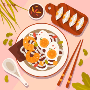 可爱卡通食品寿司中餐面条饺子插画AI矢量设计素材【064】