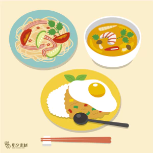 可爱卡通食品寿司中餐面条饺子插画AI矢量设计素材【071】