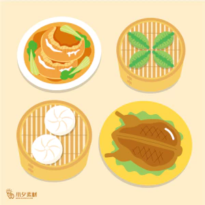 可爱卡通食品寿司中餐面条饺子插画AI矢量设计素材【073】
