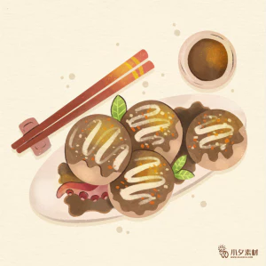 可爱卡通食品寿司中餐面条饺子插画AI矢量设计素材【084】