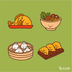 可爱卡通食品寿司中餐面条饺子插画AI矢量设计素材【101】