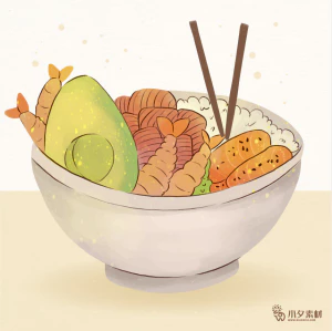 可爱卡通食品寿司中餐面条饺子插画AI矢量设计素材【104】