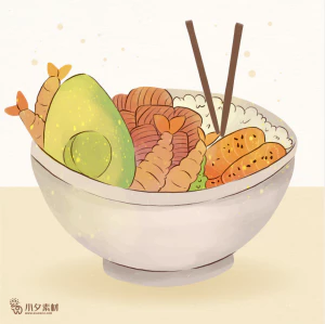 可爱卡通食品寿司中餐面条饺子插画AI矢量设计素材【105】