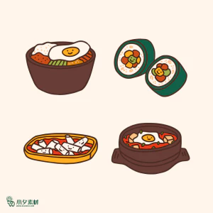 可爱卡通食品寿司中餐面条饺子插画AI矢量设计素材【109】