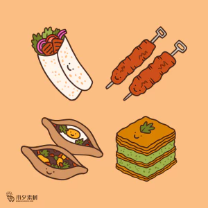可爱卡通食品寿司中餐面条饺子插画AI矢量设计素材【110】