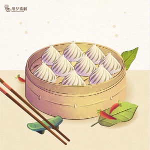 可爱卡通食品寿司中餐面条饺子插画AI矢量设计素材【128】