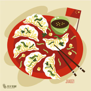 可爱卡通食品寿司中餐面条饺子插画AI矢量设计素材【132】