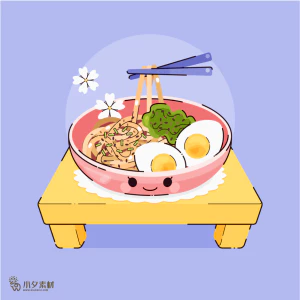 可爱卡通食品寿司中餐面条饺子插画AI矢量设计素材【141】
