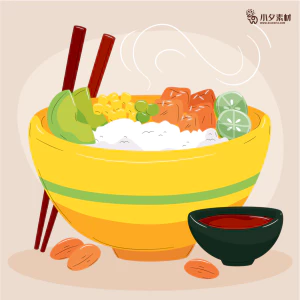 可爱卡通食品寿司中餐面条饺子插画AI矢量设计素材【151】