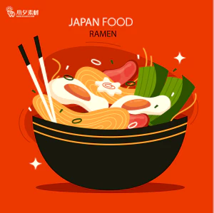 可爱卡通食品寿司中餐面条饺子插画AI矢量设计素材【155】