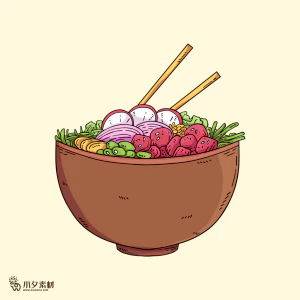可爱卡通食品寿司中餐面条饺子插画AI矢量设计素材【158】