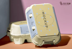 鸡蛋盒子包装智能贴图食品智能样机模板PSD分层设计素材【007】