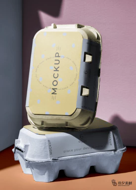 鸡蛋盒子包装智能贴图食品智能样机模板PSD分层设计素材【008】