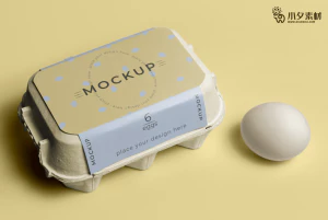 鸡蛋盒子包装智能贴图食品智能样机模板PSD分层设计素材【019】