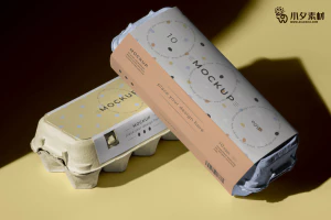 鸡蛋盒子包装智能贴图食品智能样机模板PSD分层设计素材【032】
