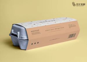 鸡蛋盒子包装智能贴图食品智能样机模板PSD分层设计素材【034】