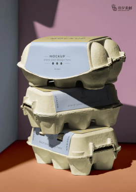 鸡蛋盒子包装智能贴图食品智能样机模板PSD分层设计素材【041】